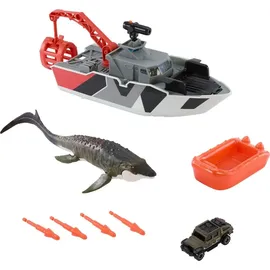 Jurassic World Rettungsboot mit Mosasaurus & Jeep Set 32 cm
