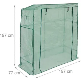 Relaxdays Tomatengewächshaus mit Schrägdach 1.97 x 0,77 x 1,97 m dunkelgrün