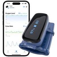 ViATOM Pulsoximeter, Sauerstoffsättigung Messgerät Finger, Bluetooth Fingeroximeter mit App, Micro-B Schnittstelle Wiederaufladbar, Eingebauter Speicher