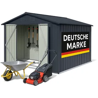 Albatros Gerätehaus XXL – verzinktes Metall in Anthrazit (RAL 7016) 259x313x192cm, 15,5m3 Inkl. Schloss | Werkzeughaken wetterfest