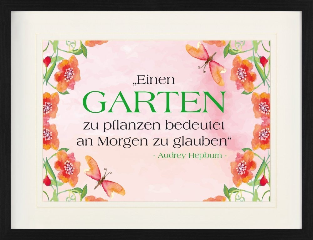 1art1 Bild mit Rahmen Audrey Hepburn - Einen Garten Zu Pflanzen Bedeutet An Morgen Zu Glauben 80 cm x 60 cm