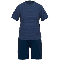 CECEBA Herren Schlafanzug, 2-tlg. Set - Shorty, kurz, Rundhals Blau S