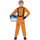 FIESTAS GUIRCA Orangefarbenes Astronaut Kostüm Kinder für Jungen & Mädchen – Kinder Kostüm Astronaut für Karneval o. Fasching 7-9 Jahre