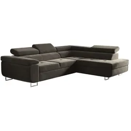 kaiser möbel Ecksofa mit schlaffunktion und bettkasten, Eckcouch ATOM Braun Rechts - Braun