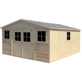 TIMBELA Gartenhaus 4,93 x 4,93 m Beige