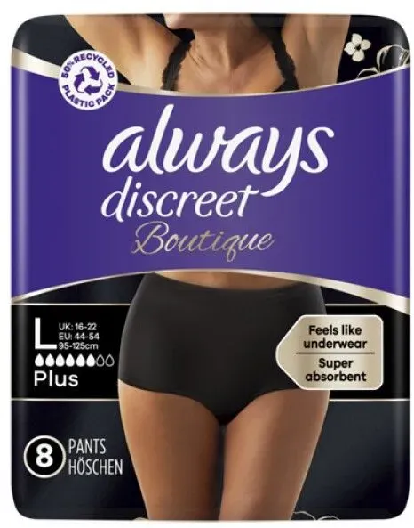 Multipack 4x 8 Stück Always Discreet Boutique Schwarze Höschen Gr. L 4 St schwarz