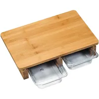 KESPER Schneidebrett mit Auffangschale, Material: Bambus, Kunststoff, Maße: B 40,5 x T 27,5 x H 8,5 cm, Farbe: Braun | 58353 13