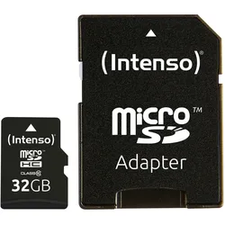 Intenso Micro-SDHC Speicherkarte, 32 GB, 10MB/s Class 10, mit SD-Adapter für Digital Cameras, Camcorders, Notebooks