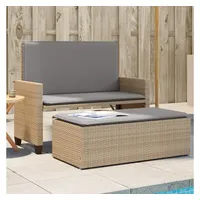 Furnicato Gartenbank mit Kissen und Hocker Beige Poly Rattan