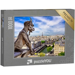 puzzleYOU Puzzle Puzzle 1000 Teile XXL „Gargoyle auf Notre Dame und Skyline von Paris“, 1000 Puzzleteile, puzzleYOU-Kollektionen
