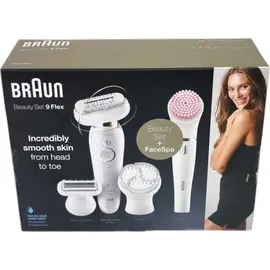 Braun Silk-épil 9 Flex 9100 Beauty Set + FaceSpa weiß/gold