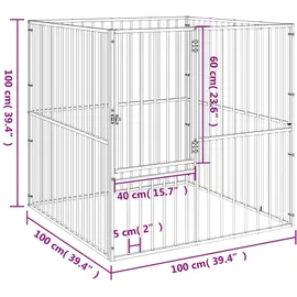 vidaXL Hundelaufstall 4-tlg. Schwarz Verzinkter Stahl