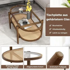 Costway Couchtisch Braun Holz 102 x 56 x 47 cm
