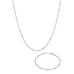 KUZZOI Kette Armband Herren Figaro Design 925 Sterling Silber Schmuck-Set   