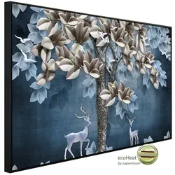 papermoon Infrarotheizung »EcoHeat - Muster mit Blumen und Hirschen«, Matt-Effekt - bunt