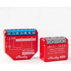 Shelly Relais 1PM Mini Gen4, 8 A, WLAN, Bluetooth, rot, 1 Stück