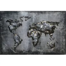 Garden Pleasure Wandbild 3D Weltkarte grau, Metall