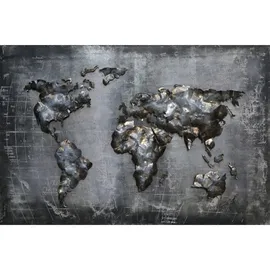 Garden Pleasure Wandbild 3D Weltkarte grau, Metall