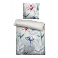 Biberna Bettwäsche Seersucker 0025008 Blume 1x 135x200 cm +