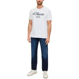 S.Oliver Herren T-Shirt mit Label-Print, Weiss, 3XL