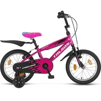 Talson 16 Zoll Kinderfahrrad inkl. Kettenschutz, Stützräder und Zubehör Jungen Fahrrad (Rosa)