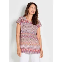 GOLDNER Kurzarmbluse multicolor Printbluse orange 22