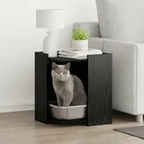 vidaXL Katzenstreu Box Umzäunung Schwarz Eichen-Optik 42 x 42 x 51 cm, - Schwarz