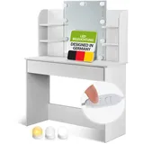 Juskys Schminktisch Bella mit LED Beleuchtung,