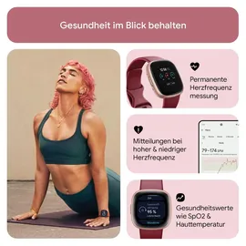 Fitbit Versa 4 aluminium kupferrosé/himbeerrot