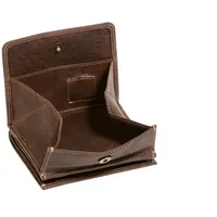 LEAS Wiener-Schachtel im Ausweis-Format mit großer Kleingeldschütte im Vintage-Style, Echt-Leder, dunkelbraun Vintage-Collection