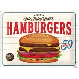 Nostalgic-Art Retro Blechschild, Hamburgers – Geschenk-Idee fürUSA-&Diner-Fans,ausMetall,Vintage-DesignzurDekoration,30x40cm