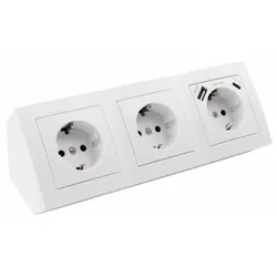 Steckdosenblock McPower ''Flair'' weiß, 3-fach Schutzkontakt + USB-C / USB-A