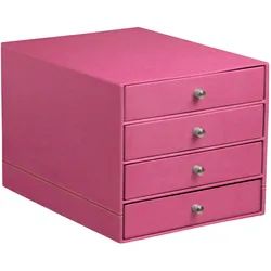 Rhodiarama Schubladenbox mit 4 geschlossenen Laden, Kunstleder, 24,8x32 ,7x22,8cm - Fuchsia 194581C