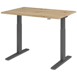 Hammerbacher XMKA12 elektrisch höhenverstellbarer Schreibtisch asteiche rechteckig, C-Fuß-Gestell grau 120,0 x 80,0 cm