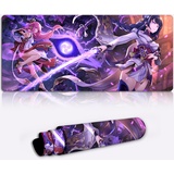 Tappetini Mouse Genshin Impact Gaming Mousepad Raiden Shogun XXXL Tappetino scrivania da gioco Grande Office Decor personaggio gioco (15,7x35,4x0,15) pollici Tappetino Mouse antiscivolo
