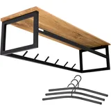 holz4homeâ® holz4home® Wandgarderobe mit Ablage aus Eiche und Metall - Kleidergarderobe Flur mit Baumkante