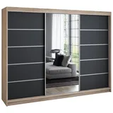 A&J MöbelLand Schiebetürenschrank VILUNO 1 200 x 215 x 59,5 cm Weiß/Schwarz