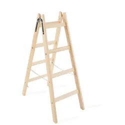PROREGAL Wood Double Giraffe Holz-Sprossen-Stehleiter | 2x5 Sprossen | 163cm hoch | Leiter, Trittleiter, Bockleiter, Sprossen-Doppellleiter
