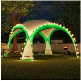 Swing&Harmonie Swing&Harmonie® LED Event Pavillon XXL DomeShelter 450cm Garten inkl. Solarmodul Designer Gartenzelt Camping Partyzelt mit Beleuchtung - grün