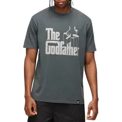 RE:COVERED X The Godfather Herren Baumwoll-Shirt mit großem Schriftzug-Print Kurzarm-Shirt MMVCM274 Grau - M