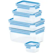 Emsa Clip & Close Frischhaltedosen Set blau 5-teilig 0,25 l, 0,55 l, 1 l, 1,2 l, 2,2 l