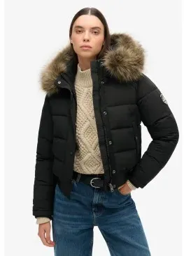 Superdry für Damen. W5011785A Everest Bomberjacke schwarz (S), Lässig, Polyester