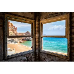 Fototapete PAPERMOON "Alte Fenster", bunt, B:4,50m L:2,80m, Vlies, Tapeten