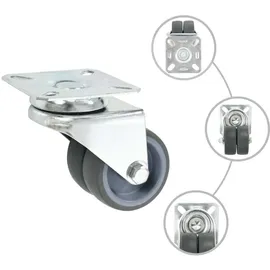 vidaXL 32 Stk. Lenkrollen mit Zwillingsrad 50 mm