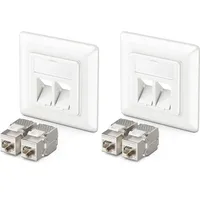 deleyCON RJ45 Netzwerkdose Unterputz 10 Gbit/s Cat6a, 2 Stück - Weiß