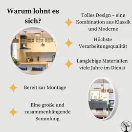 stolarnia pika Spiegel Rund Holz Weiß - Wandspiegel mit Holzrahmen (∅47 cm) - Runder Badspiegel für Badezimmer, Flur, Wohnzimmer, Schlafzimmer ... - Braun