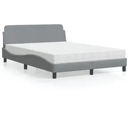 Bett mit Matratze – Hellgrau, 140x200 cm, Stoff – Komfort & Stil vereint