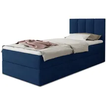 Sofnet Boxspringbett Star Mini Bonell-Matratze - Topper Bettkästen, Jugendzimmer, - 100 x 200 - Dunkelblau (Kronos 09),