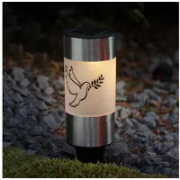 MARELIDA LED Solar Grablicht Grabkerze Taube mit Erdspieß Grableuchte
