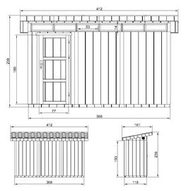 TIMBELA Gartenhaus 1,61 x 4,11 m Grau